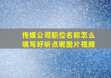 传媒公司职位名称怎么填写好听点呢图片视频