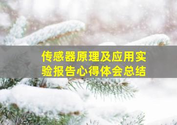 传感器原理及应用实验报告心得体会总结