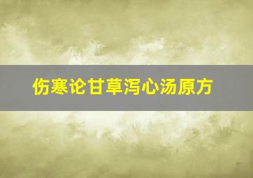 伤寒论甘草泻心汤原方