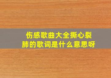 伤感歌曲大全撕心裂肺的歌词是什么意思呀