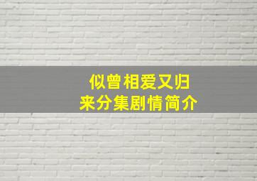 似曾相爱又归来分集剧情简介