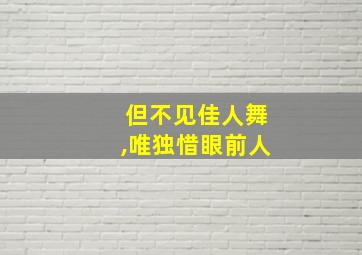 但不见佳人舞,唯独惜眼前人