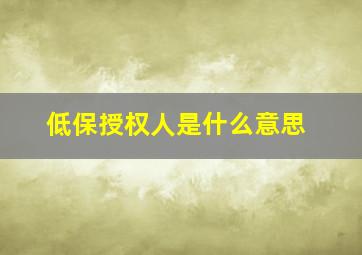 低保授权人是什么意思