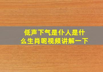 低声下气是仆人是什么生肖呢视频讲解一下