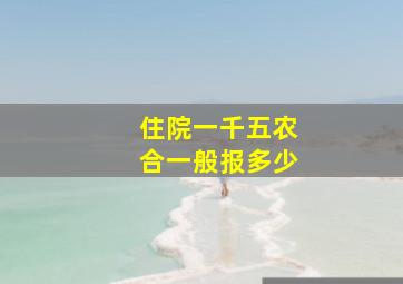 住院一千五农合一般报多少