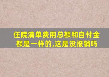 住院清单费用总额和自付金额是一样的,这是没报销吗