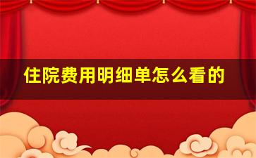 住院费用明细单怎么看的