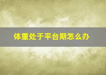 体重处于平台期怎么办