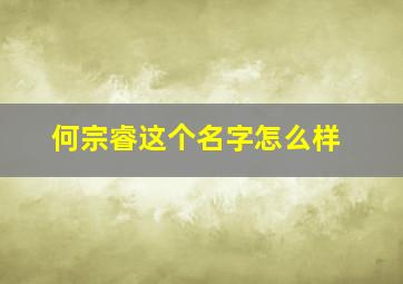 何宗睿这个名字怎么样