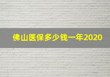 佛山医保多少钱一年2020