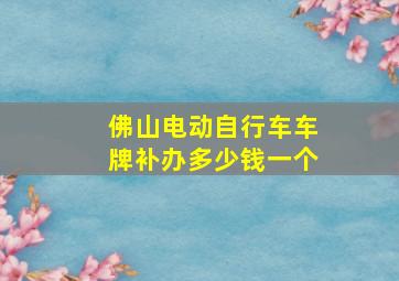 佛山电动自行车车牌补办多少钱一个