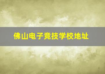 佛山电子竞技学校地址