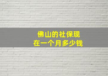 佛山的社保现在一个月多少钱