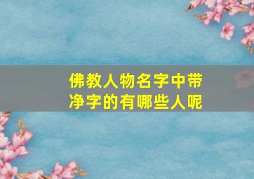 佛教人物名字中带净字的有哪些人呢