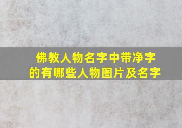 佛教人物名字中带净字的有哪些人物图片及名字