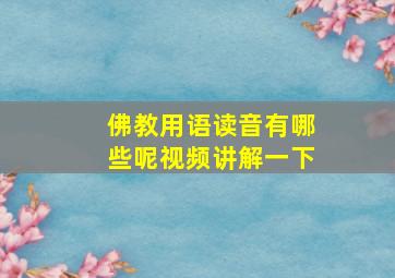 佛教用语读音有哪些呢视频讲解一下