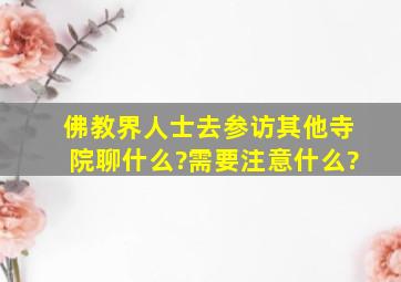 佛教界人士去参访其他寺院聊什么?需要注意什么?