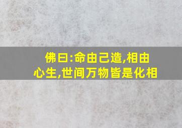 佛曰:命由己造,相由心生,世间万物皆是化相