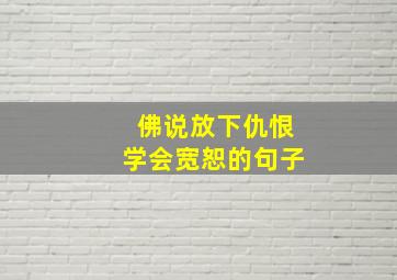 佛说放下仇恨学会宽恕的句子