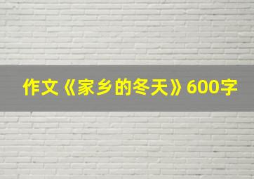 作文《家乡的冬天》600字