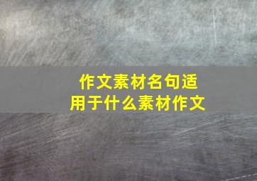 作文素材名句适用于什么素材作文