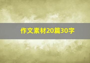 作文素材20篇30字