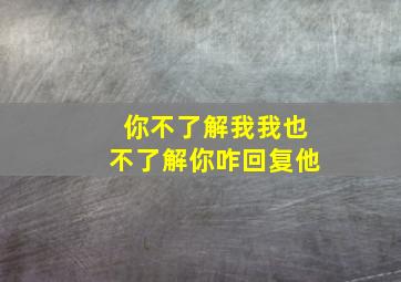 你不了解我我也不了解你咋回复他