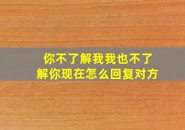 你不了解我我也不了解你现在怎么回复对方