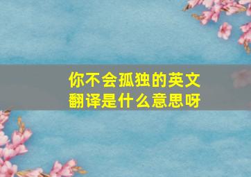 你不会孤独的英文翻译是什么意思呀