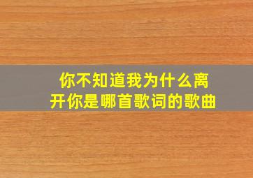 你不知道我为什么离开你是哪首歌词的歌曲