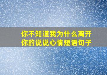 你不知道我为什么离开你的说说心情短语句子