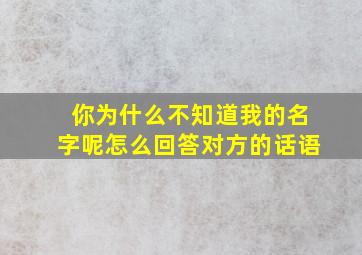 你为什么不知道我的名字呢怎么回答对方的话语