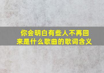 你会明白有些人不再回来是什么歌曲的歌词含义