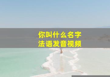 你叫什么名字法语发音视频