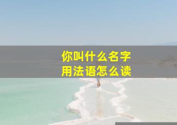 你叫什么名字用法语怎么读