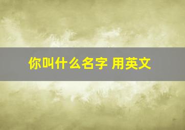 你叫什么名字 用英文