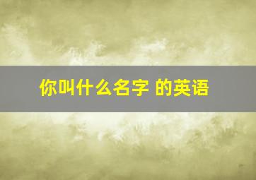 你叫什么名字 的英语