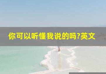 你可以听懂我说的吗?英文