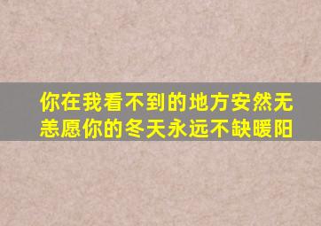 你在我看不到的地方安然无恙愿你的冬天永远不缺暖阳