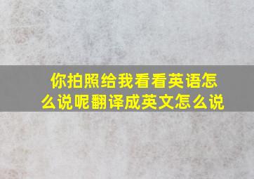 你拍照给我看看英语怎么说呢翻译成英文怎么说