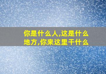 你是什么人,这是什么地方,你来这里干什么