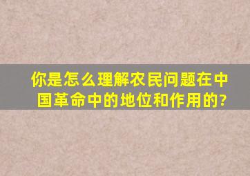 你是怎么理解农民问题在中国革命中的地位和作用的?