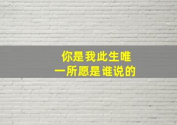 你是我此生唯一所愿是谁说的