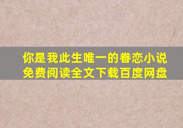 你是我此生唯一的眷恋小说免费阅读全文下载百度网盘