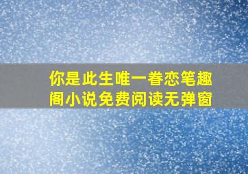 你是此生唯一眷恋笔趣阁小说免费阅读无弹窗