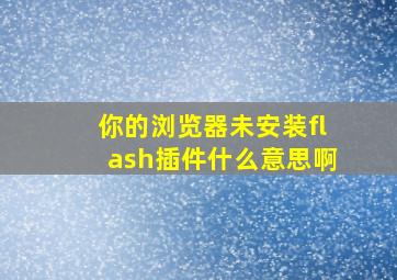 你的浏览器未安装flash插件什么意思啊