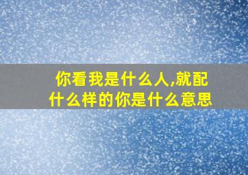 你看我是什么人,就配什么样的你是什么意思