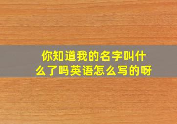 你知道我的名字叫什么了吗英语怎么写的呀