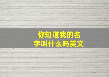 你知道我的名字叫什么吗英文