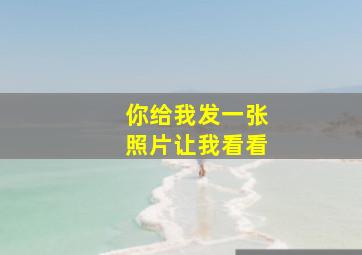 你给我发一张照片让我看看